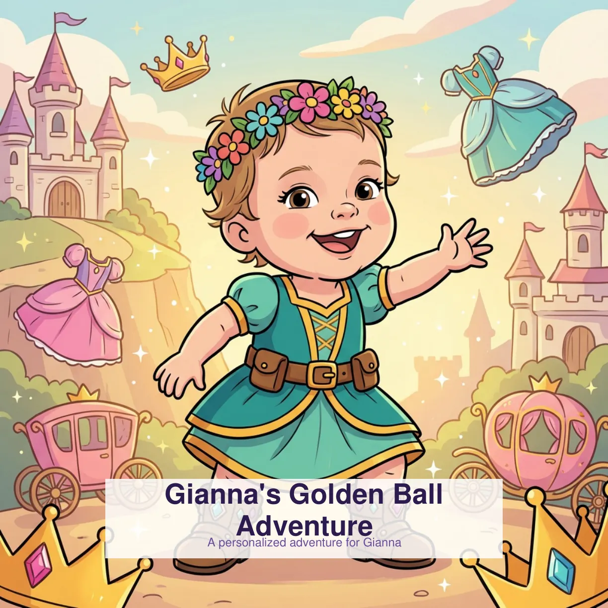 Cover of Gianna's Golden Ball Adventure, a real personalized book starring Gianna